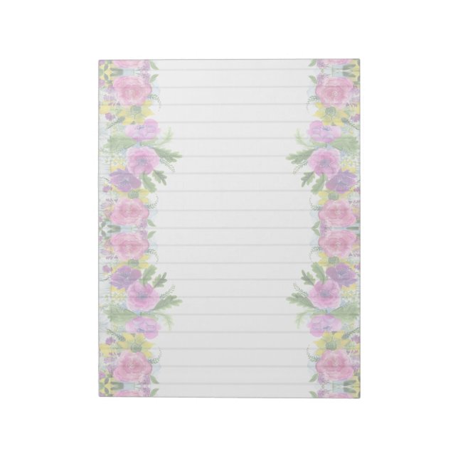 Bloco De Notas Notepad de Papel Elegante de Borda Floral (Invertido)