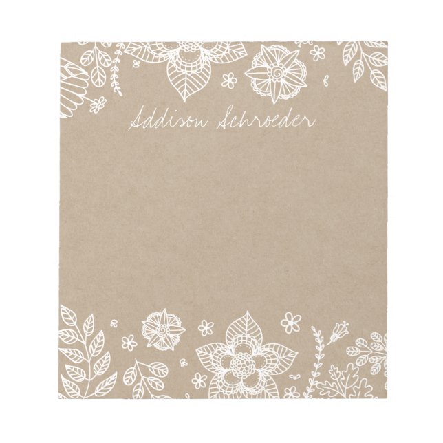 Bloco De Notas Notepad de Páscoa Floral Rustic Kraft (Frente)