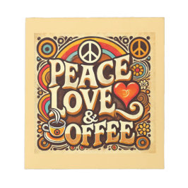 Bloco De Notas Notepad de Paz, Amor e Café