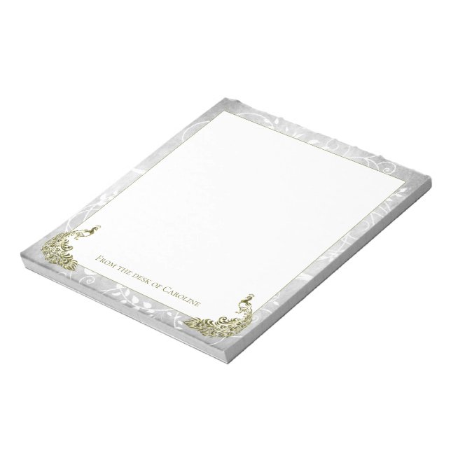 Bloco De Notas Notepad de Peacocks Dourado (Invertido)