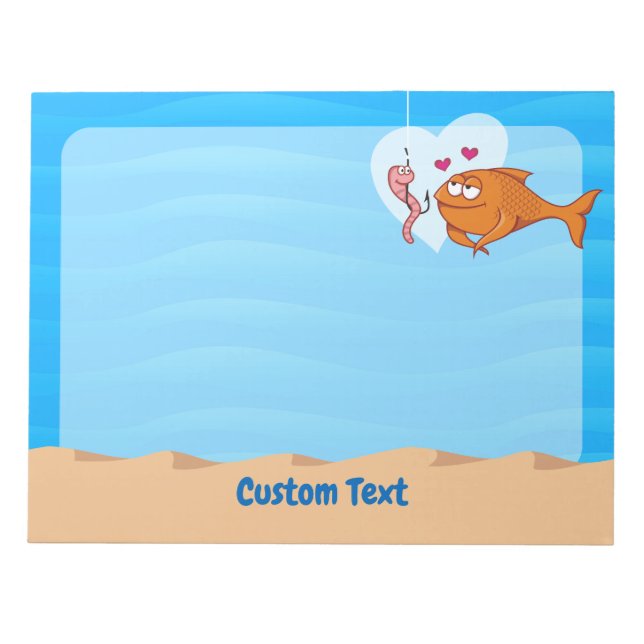Bloco De Notas Notepad de Peixe e Isca no Amor (Frente)