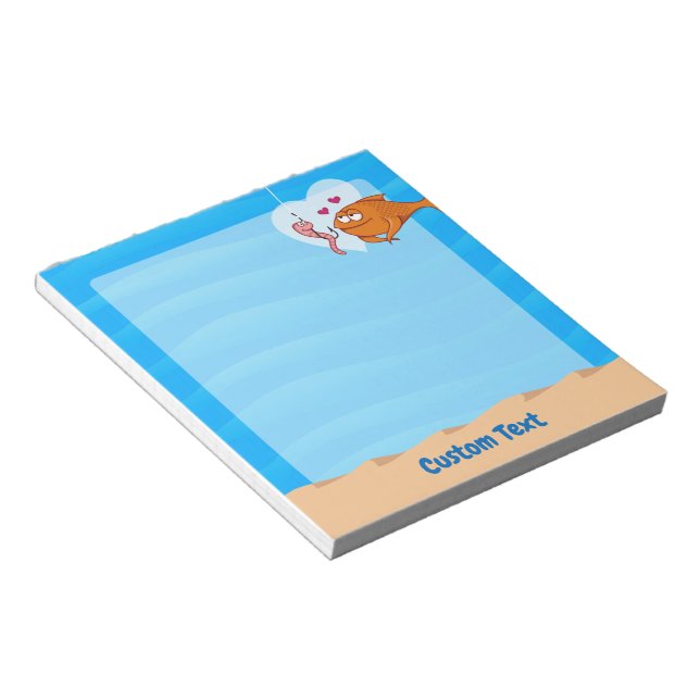 Bloco De Notas Notepad de Peixe e Isca no Amor (Inclinado)