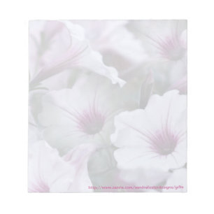 Bloco De Notas Notepad De Petunias Cor-De-Rosa E Branco