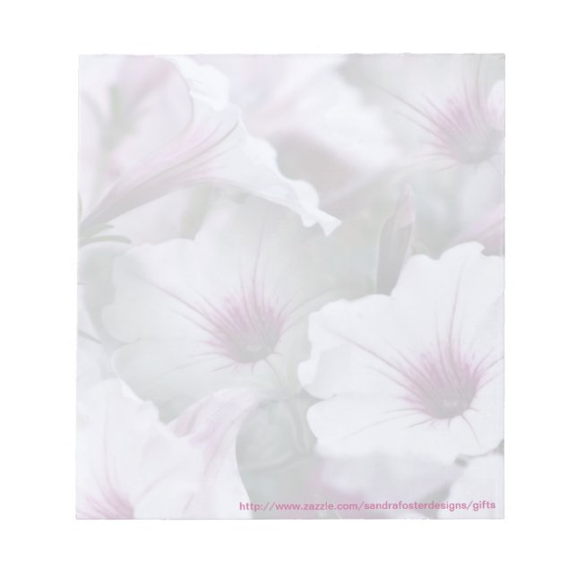 Bloco De Notas Notepad De Petunias Cor-De-Rosa Suave E Branco (Frente)