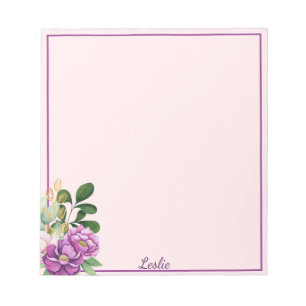 Bloco De Notas Notepad de Presente Floral com Nome Personalizado