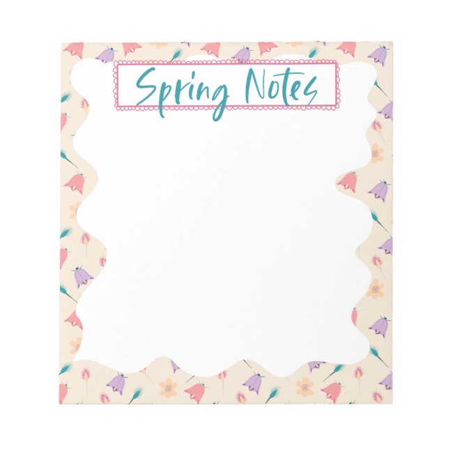 Bloco De Notas Notepad de Primavera de Padrão Floral Elegante (Frente)