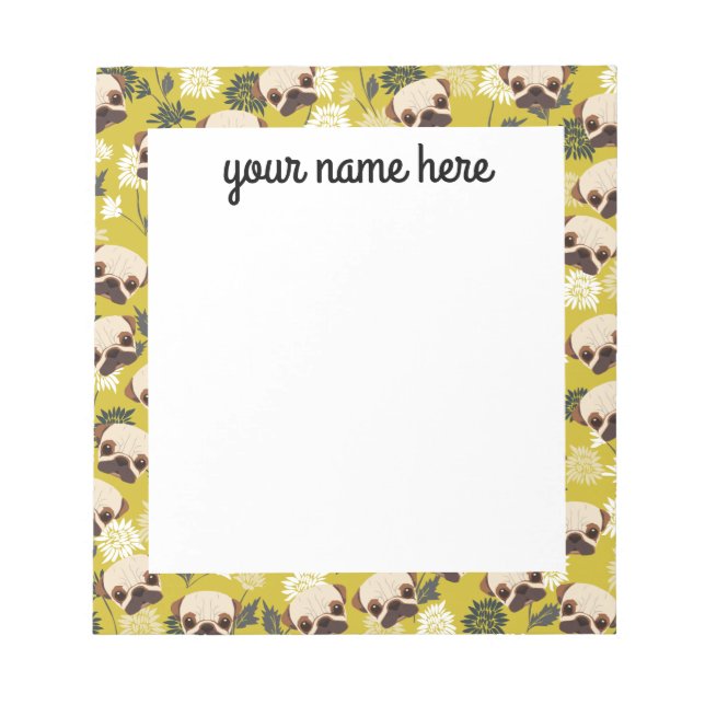 Bloco De Notas Notepad de Pugs Personalizados (Frente)