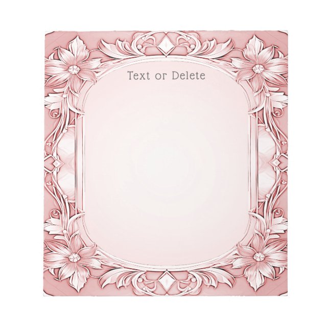 Bloco De Notas Notepad de Quadro Floral Rosa (Frente)