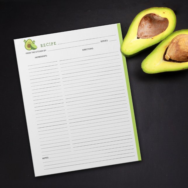 Bloco De Notas Notepad de Receita Culinária do Avocado (Criador carregado)