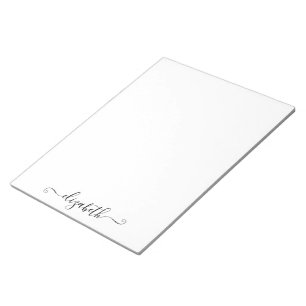 Bloco De Notas Notepad de Script Elegante Monograma Personalizado