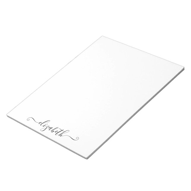Bloco De Notas Notepad de Script Elegante Monograma Personalizado (Inclinado)
