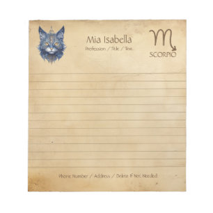 Bloco De Notas Notepad de Sinal Zodiac Scorpio & Celestial