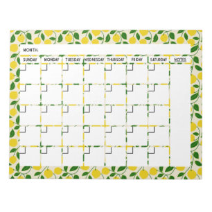 Bloco De Notas Notepad do Calendário da Zesty Lemon