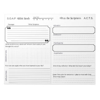 Bloco De Notas Notepad do Diário de Estudo de Bíblia SOAP