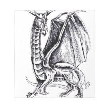 Notepad do dragão preto e branco