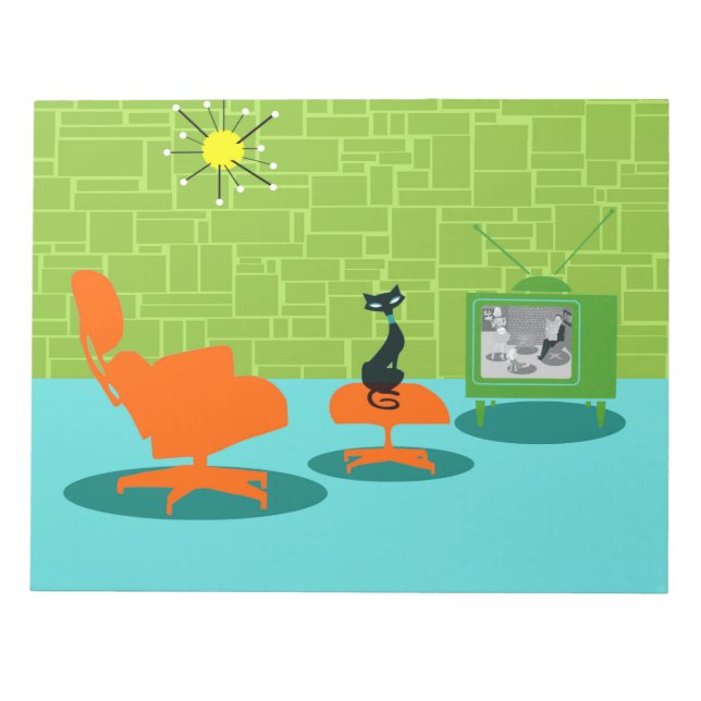 Bloco De Notas Notepad do Gatinho com Idade do Espaço Retroativo (Frente)