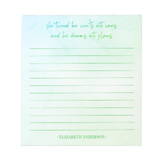 Bloco De Notas Notepad do Nome da Cotação Motivacional bonito Wat