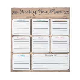 Bloco De Notas Notepad do Planejador de Refeições Semanal