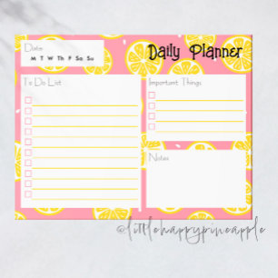 Bloco De Notas Notepad do Planejador Diário Lemon