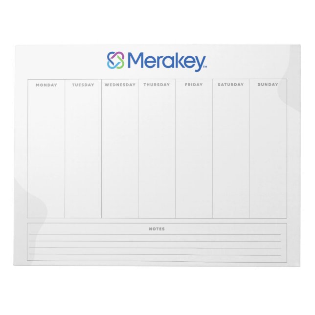 Bloco De Notas Notepad do Planejador Merakey Weekly (Frente)