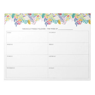 Bloco De Notas Notepad do Planejador Semanal de Flores de primave