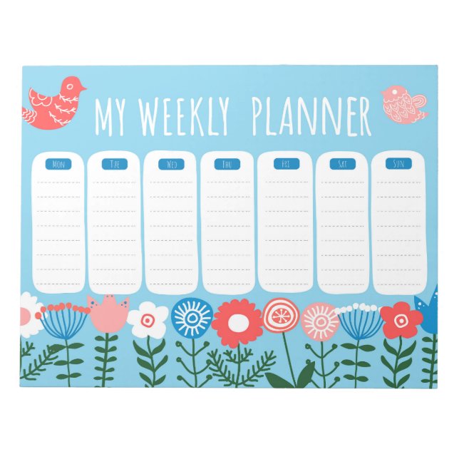 Bloco De Notas Notepad do Planejador Semanal Floral (Frente)