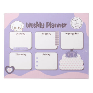 Bloco De Notas Notepad do Planejador Semanal Kawaii Puppy