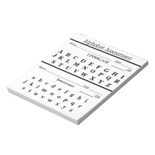 Bloco De Notas Notepad do professor de avaliação do alfabeto