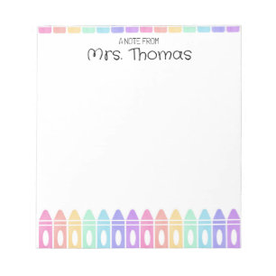 Bloco De Notas Notepad do professor do Rainbow Crayon Kindergarte