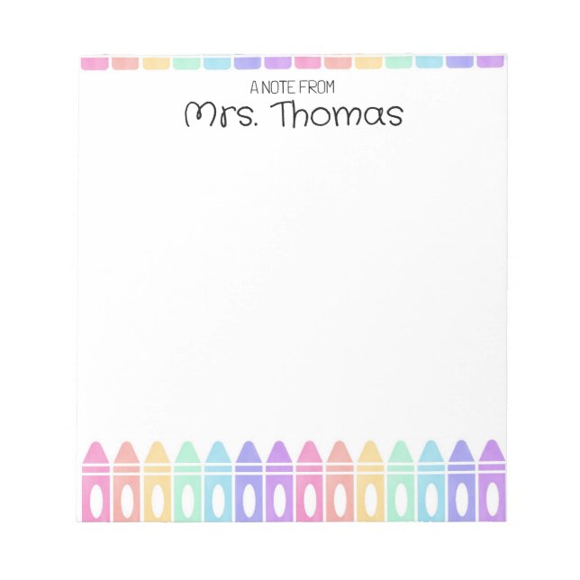 Bloco De Notas Notepad do professor do Rainbow Crayon Kindergarte (Frente)