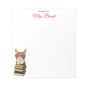 Bloco De Notas Notepad do professor personalizável - Marty o gato
