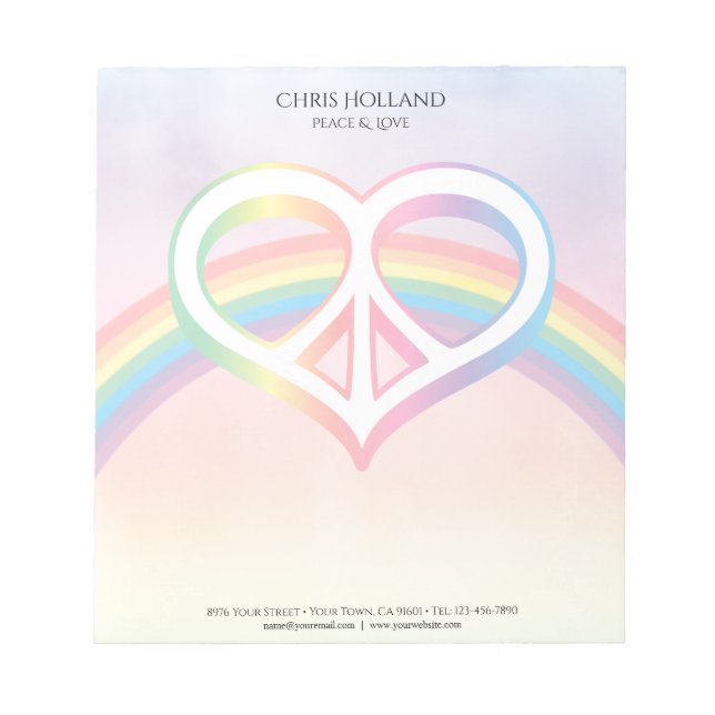 Bloco De Notas Notepad do Rainbow Peace & Love (Frente)