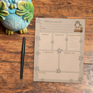 Bloco De Notas Notepad do Relatório de Substituição de Brown Owl