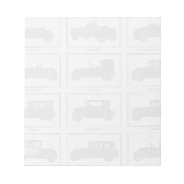 Bloco De Notas Notepad do Vintage Automobiles (Frente)