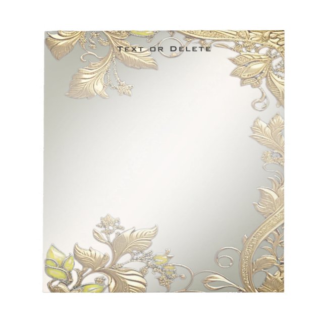 Bloco De Notas Notepad Dourado decorativo elegante (Frente)