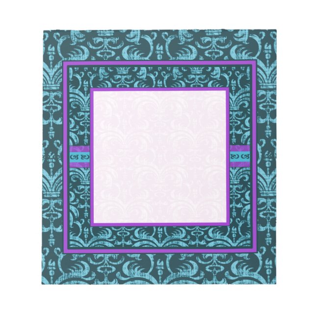 Bloco De Notas Notepad Elegante de Grunge Verde Teal (Frente)