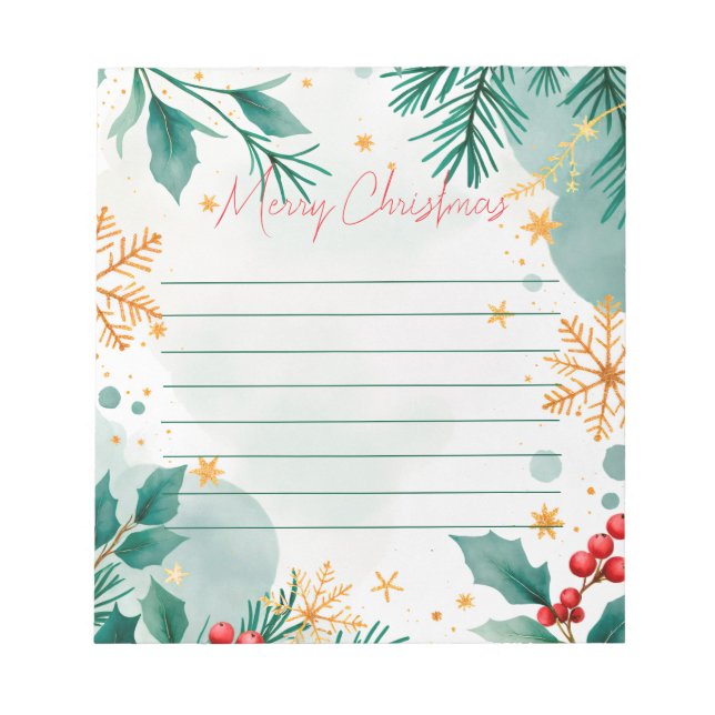 Bloco De Notas Notepad Elegante de Natal Merry (Frente)