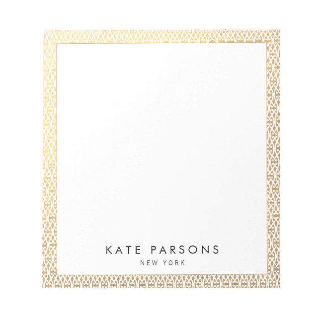 Bloco De Notas Notepad Elegante Dourado de Latice (Frente)