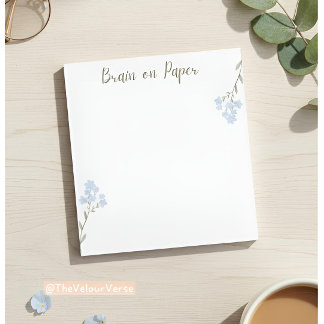 Bloco De Notas Notepad estético mínimo com flores azuis