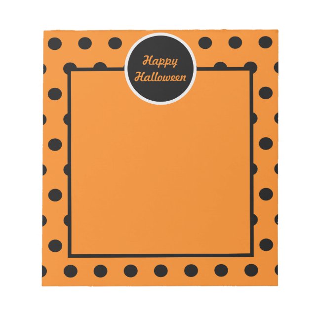 Bloco De Notas Notepad Feliz de Halloween (Laranja e Preto) (Frente)
