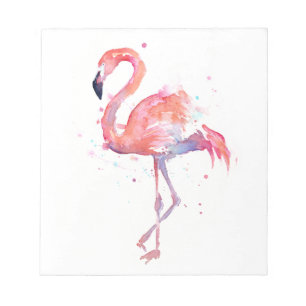 Bloco De Notas Notepad Flamingo Watercolor
