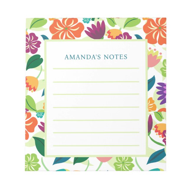 Bloco De Notas Notepad Floral (Frente)