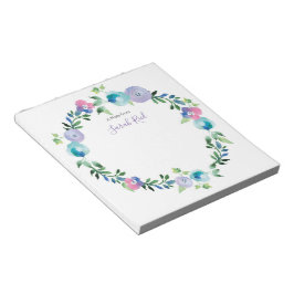 Bloco De Notas Notepad floral azul roxo personalizado