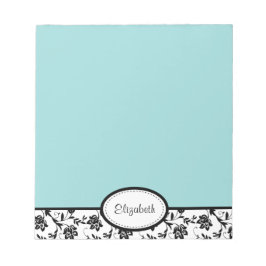 Bloco De Notas Notepad Floral Blue do Damasco Personalizado