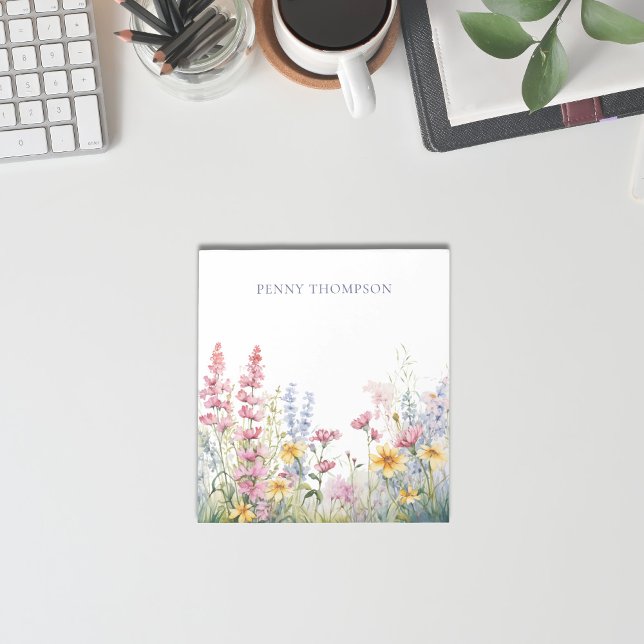 Bloco De Notas Notepad Floral bonito de Flores Selvagens (Criador carregado)