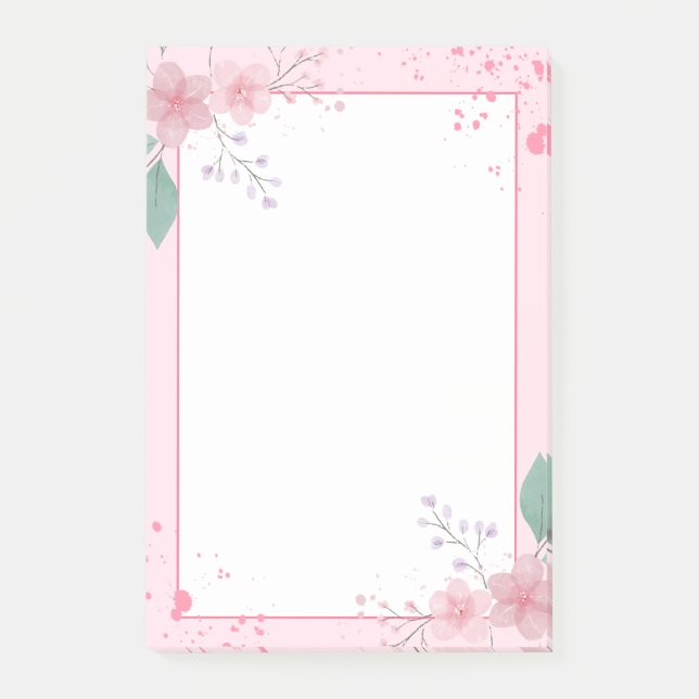 Bloco De Notas Notepad Floral Cor-de-Rosa (Frente)