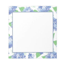 Bloco De Notas Notepad Floral de Hydrangea Azul Elegante