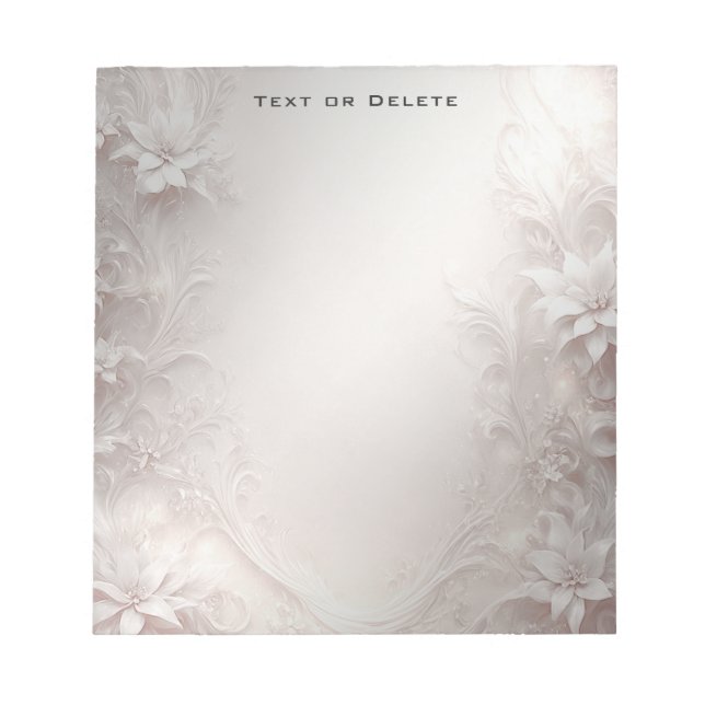 Bloco De Notas Notepad Floral de Marfim Branco (Frente)