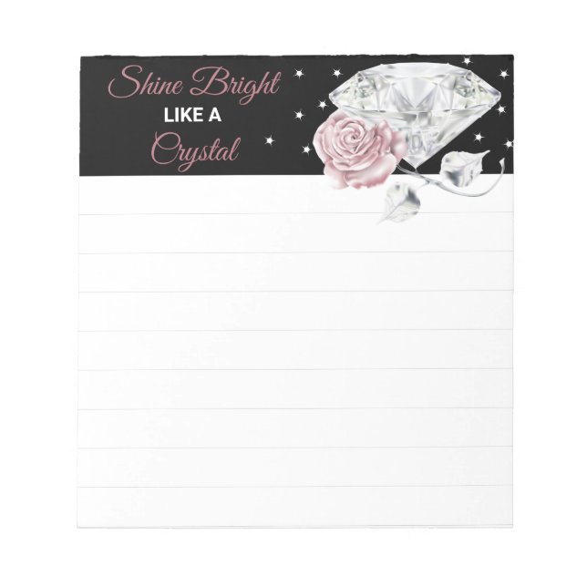 Bloco De Notas Notepad Floral de Rosa de Diamond (Frente)
