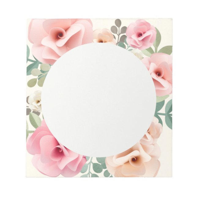 Bloco De Notas Notepad Floral de Rosas Rosa (Frente)